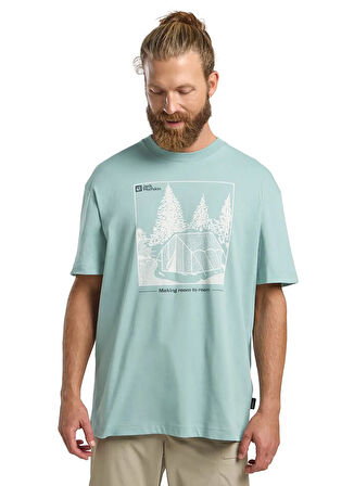 Jack Wolfskin A63860TRFREEROAMER T M Yeşil Bisiklet Yaka Regular Fit Düz Erkek T-Shirt