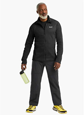 Jack Wolfskin A65274_6000-PEAK DISTRICT FZ M Siyah Dik Yaka Normal Düz Erkek Polar Sweatshırt