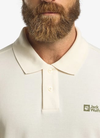 Jack Wolfskin ESSENTIAL POLO M Beyaz Regular Fit Logo Baskılı Erkek Polo T-Shirt