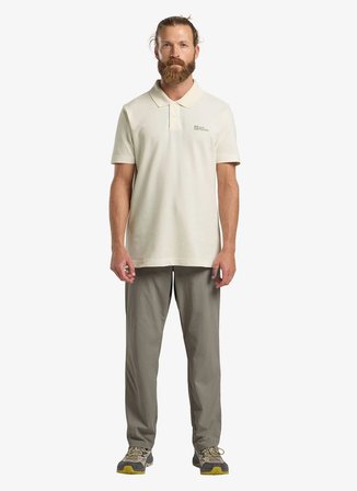 Jack Wolfskin ESSENTIAL POLO M Beyaz Regular Fit Logo Baskılı Erkek Polo T-Shirt