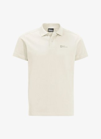 Jack Wolfskin ESSENTIAL POLO M Beyaz Regular Fit Logo Baskılı Erkek Polo T-Shirt
