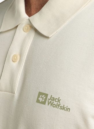 Jack Wolfskin ESSENTIAL POLO M Beyaz Regular Fit Logo Baskılı Erkek Polo T-Shirt