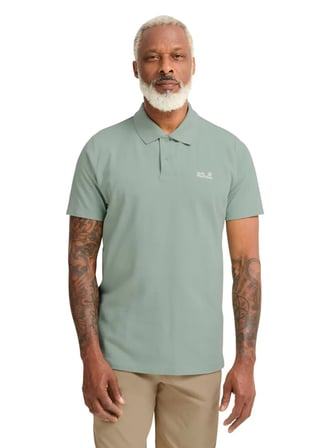 Jack Wolfskin ESSENTIAL POLO M Yeşil Regular Fit Logo Baskılı Erkek Polo T-Shirt