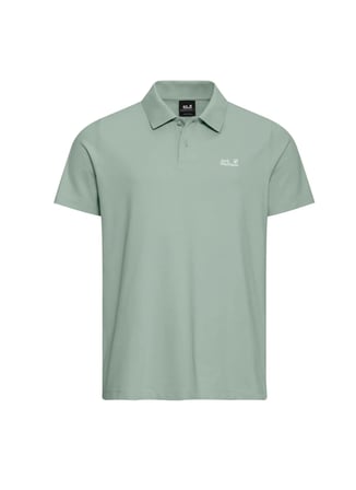 Jack Wolfskin ESSENTIAL POLO M Yeşil Regular Fit Logo Baskılı Erkek Polo T-Shirt