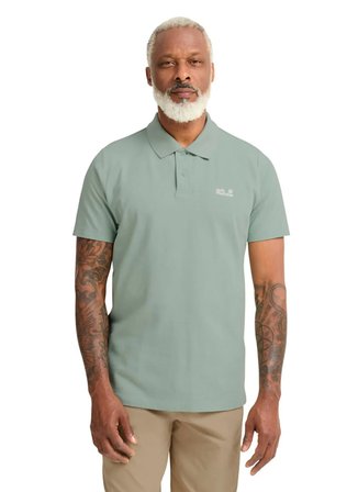 Jack Wolfskin ESSENTIAL POLO M Yeşil Regular Fit Logo Baskılı Erkek Polo T-Shirt