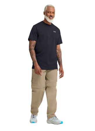 Jack Wolfskin ESSENTIAL T M Lacivert Bisiklet Yaka Regular Fit Logo Baskılı Erkek T-Shirt