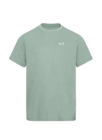 Jack Wolfskin ESSENTIAL T M Yeşil Bisiklet Yaka Regular Fit Logo Baskılı Erkek T-Shirt