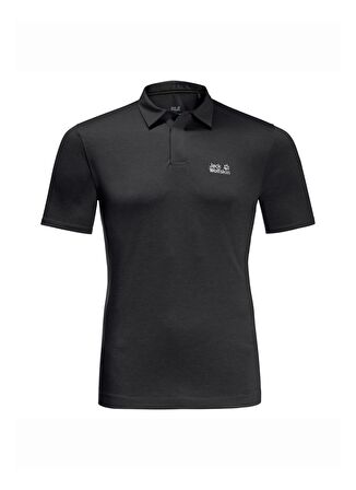 Jack Wolfskin Polo Yaka Düz Siyah Erkek T-Shirt 1808541-6000 PACK & GO POLO M