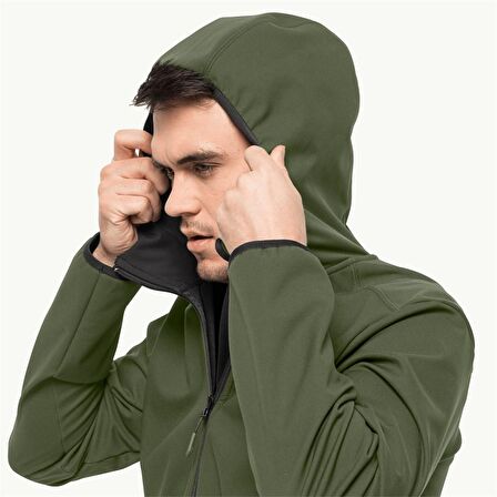 Jack Wolfskin Düz Haki Erkek Polar Sweatshırt 1307471-4129 BORNBERG HOODY M