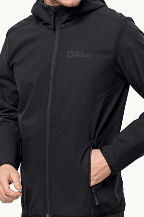 Jack Wolfskin Düz Siyah Erkek Polar Sweatshırt 1307471-6000 BORNBERG HOODY M