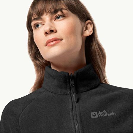 Jack Wolfskin Düz Siyah Kadın Polar Sweatshırt 1703883-6000 MOONRISE FZ W