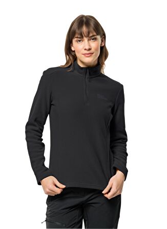 Jack Wolfskin Düz Siyah Kadın Polar Sweatshırt 1709532-6000 TAUNUS HZ W