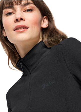 Jack Wolfskin Düz Siyah Kadın Polar Sweatshırt 1709532-6000 TAUNUS HZ W