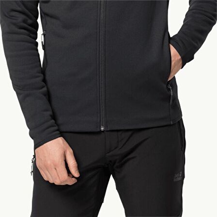 Jack Wolfskin Düz Siyah Erkek Polar Sweatshırt 1710541-6000 BAISELBERG HOODED FZ M