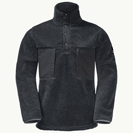 Jack Wolfskin Düz Antrasit Erkek Polar Sweatshırt 1710601-6350 PANK SNAP M