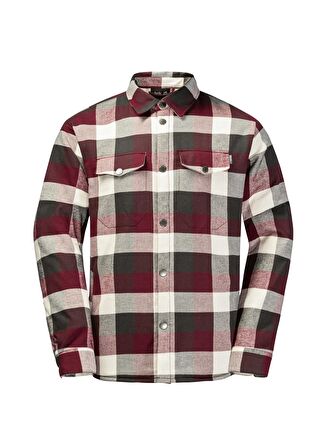 Jack Wolfskin Normal Düz Bordo Erkek Gömlek 1710801-8222 FELSENWEG INS SHIRT M
