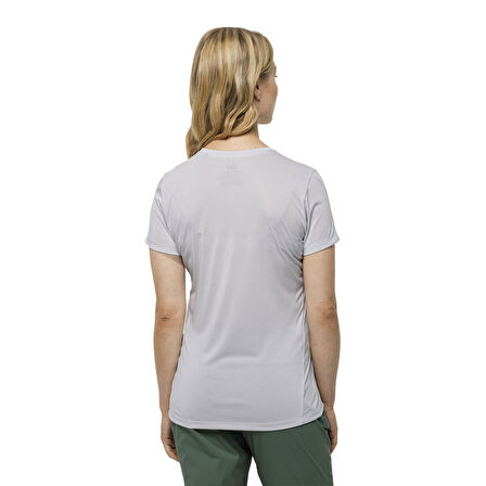 Jack Wolfskin Bisiklet Yaka Koyu Beyaz Kadın T-Shirt 1807213_5195 CROSSTRAIL GRAPHIC T W