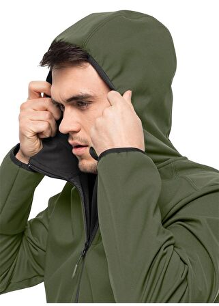 Jack Wolfskin BORNBERG HOODY M Haki Erkek Mont