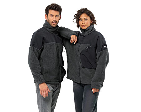 Jack Wolfskin Maarweg Jkt Unisex Outdoor Peluş Ceket 1711241-6502 Siyah