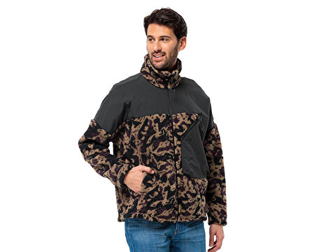 Jack Wolfskin Maarweg Print Jkt Erkek Outdoor Peluş Ceket 1711231-8889 Siyah