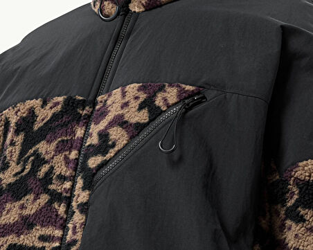 Jack Wolfskin Maarweg Print Jkt Erkek Outdoor Peluş Ceket 1711231-8889 Siyah