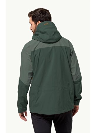 Jack Wolfskin Koyu Yeşil Erkek Kapüşon Yaka Mont Alpspitze Tour 3L Jkt
