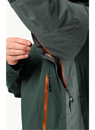 Jack Wolfskin Koyu Yeşil Erkek Kapüşon Yaka Mont Alpspitze Tour 3L Jkt