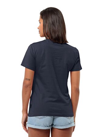 Jack Wolfskin Lacivert Kadın Bisiklet Yaka T-Shirt 1809701_1010_DISCOVER HEART T W