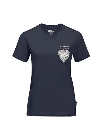 Jack Wolfskin Lacivert Kadın Bisiklet Yaka T-Shirt 1809701_1010_DISCOVER HEART T W