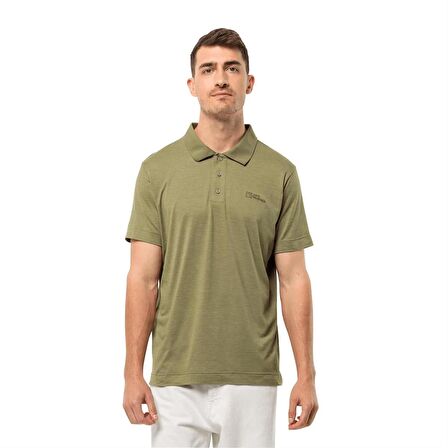 Jack Wolfskin Travel Polo M Erkek Yeşil Polo T-Shirt