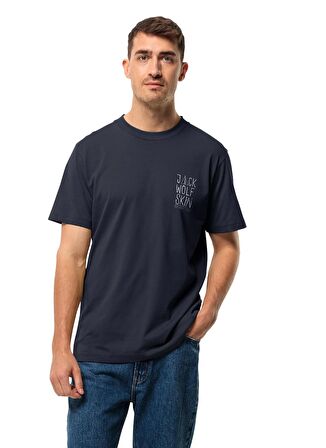 Jack Wolfskin Lacivert Erkek Bisiklet Yaka T-Shirt 1809791TR_JACK TENT T M