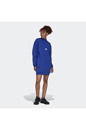 adidas Düz Mavi Kadın Kısa Elbise HM2894 W NEW HLFZP DRS