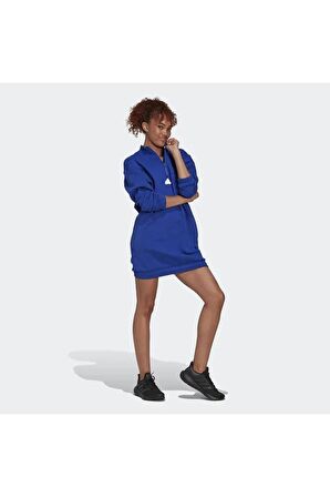 adidas Düz Mavi Kadın Kısa Elbise HM2894 W NEW HLFZP DRS