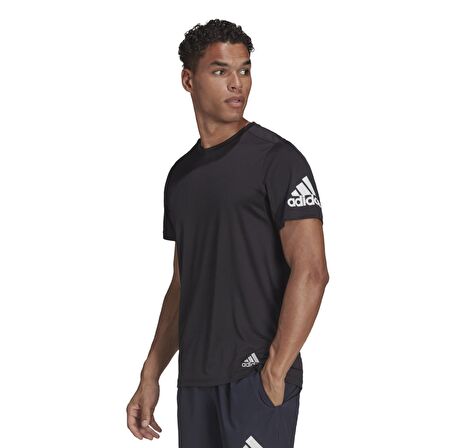 adidas Bisiklet Yaka Düz Siyah Erkek T-Shirt HB7470 RUN IT TEE M