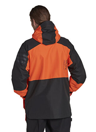 adidas Siyah - Turuncu Erkek Kapüşonlu   Mont HG8573 XPLORIC R.R JKT