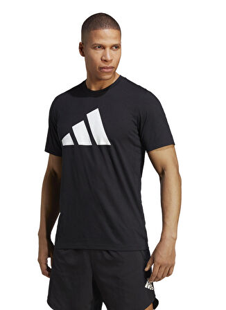 adidas Bisiklet Yaka Düz Siyah - Beyaz Erkek T-Shirt IB8273 TR-ES FR LOGO T