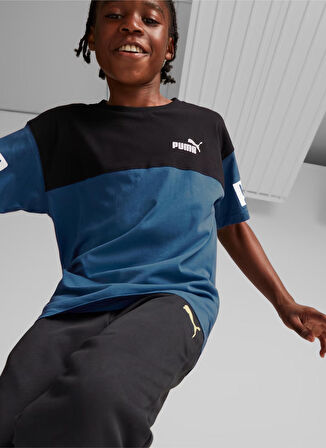 Puma Düz Mavi Erkek T-Shirt 67009717 Puma Power Colorblock Tee