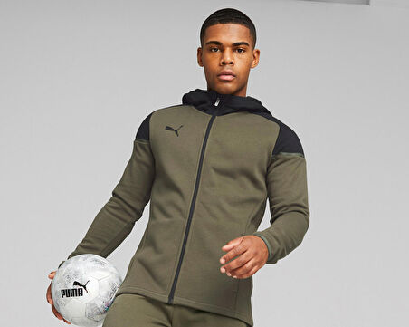 Puma Teamcup Casuals Hooded Jkt Erkek Futbol Ceketi 65798735 Haki