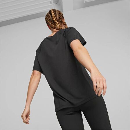 Puma Bisiklet Yaka Düz Siyah Kadın T-Shirt 67306601 EVOSTRIPE Tee