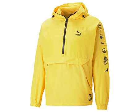 Puma X Staple Anorak Jacket Erkek Suya Dayanıklı Kanguru Ceket 53982655 Sarı