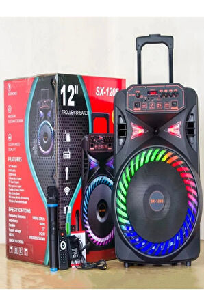 40 WATT Bluetooth Hoparlör Şarjlı Taşınabilir Karaoke Sistemi + Mikrofon + Kumanda