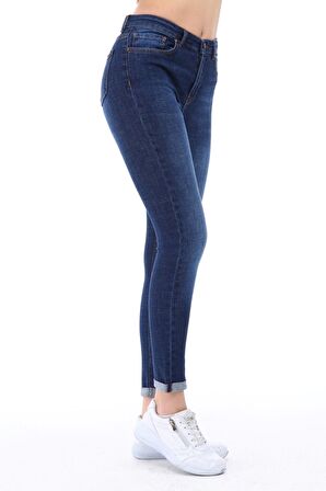 Cedy Denim Kadın Hafif Likralı Skinny Fit Paça Detaylı Pantalon