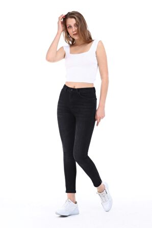 Cedy Denim Kadın Hafif Likralı Skinny Fit Paça Detaylı Pantalon