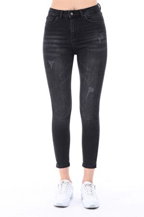 Cedy Denim Kadın Hafif Likralı Skinny Fit Paça Detaylı Pantalon