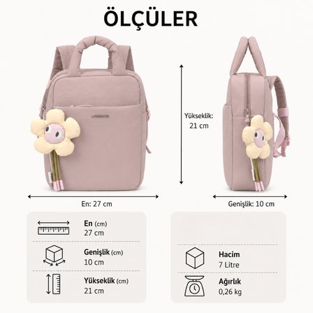 Lassig Mini Minoa Bebek Çocuk Sırt Çantası Powder Rose