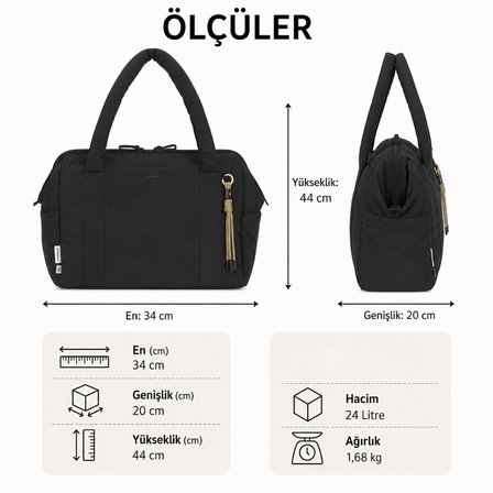 Lassig Yula Weekender Bebek Bakım Çantası Black
