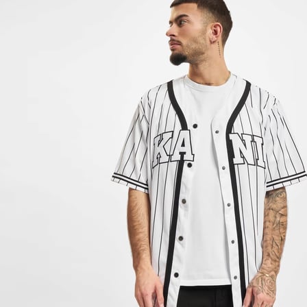 Karl Kani Serif Pinstripe Baseball Erkek Beyaz Gömlek