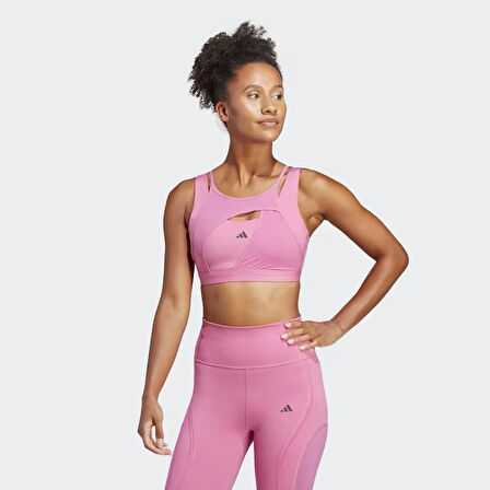 Adidas IC6906 Powerimpact Luxe Medium Pembe Sporcu Sütyeni