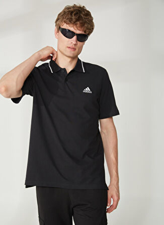 adidas Dik Yaka Düz Siyah Erkek T-Shirt IC9314 M SL PQ PS