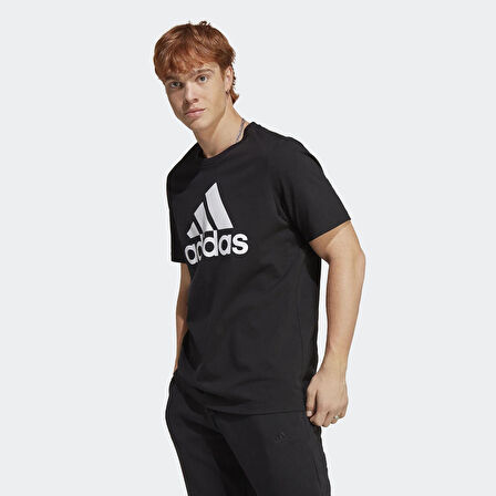 adidas Bisiklet Yaka Düz Siyah - Beyaz Erkek T-Shirt IC9347 M BL SJ T